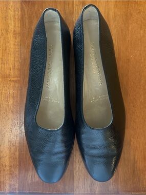 Silvia Florentina Women's Black Leather Block Heel Flats